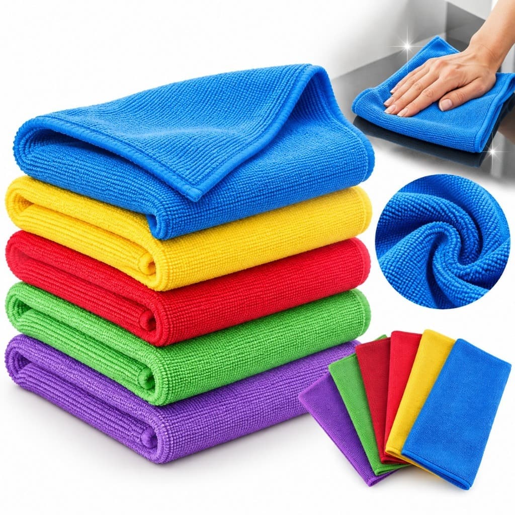 Kit 5 Panos de Microfibra Egípcia 50x30cm Multiuso Alta Absorção Limpeza Casa Carro