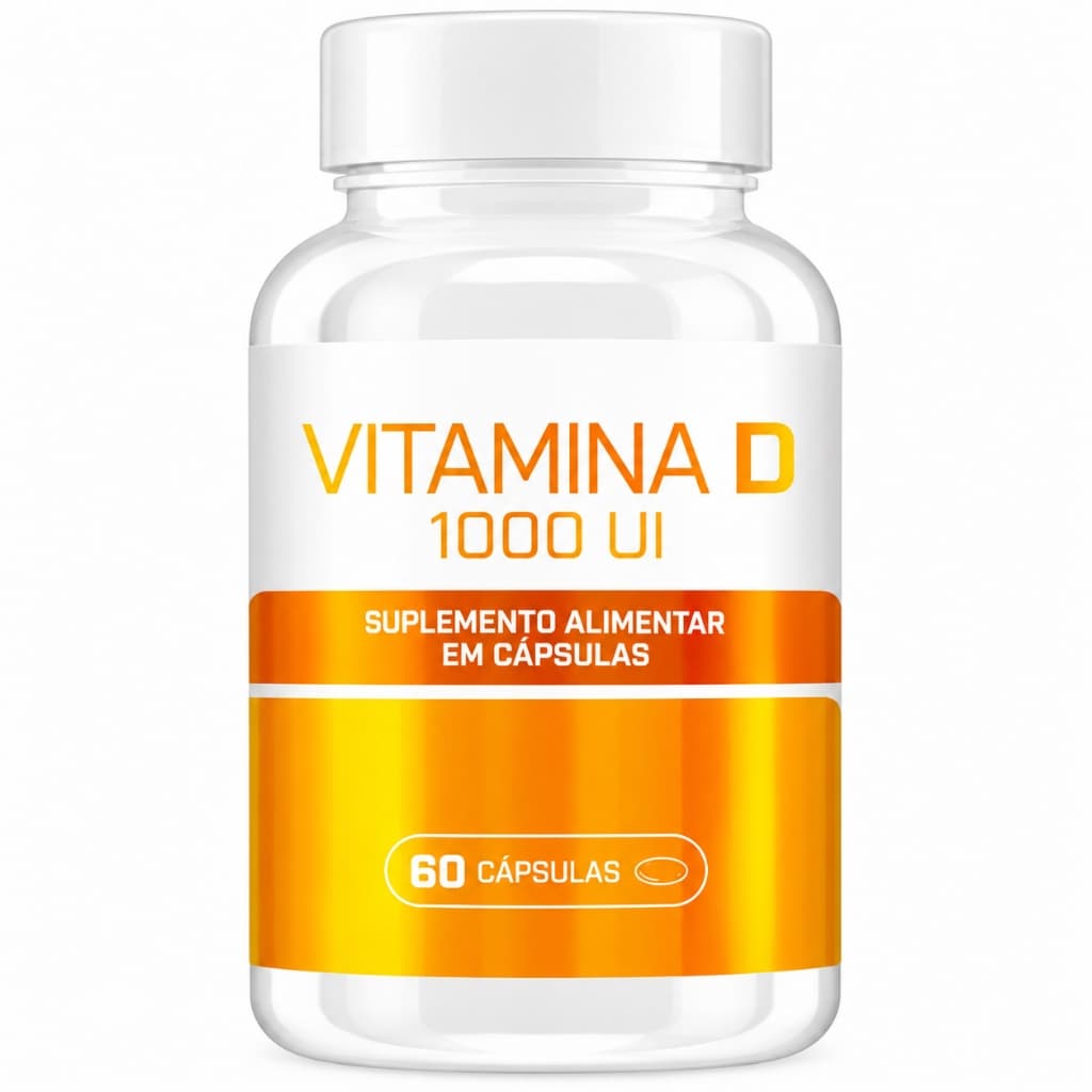 Suplemento Vitamina D 1000 UI - 60 Cápsulas -Mercadoria com Procedência (Vitamina D em Cápsulas)