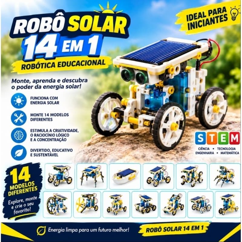BRINQUEDOS EDUCATIVOS PARA CRIANÇAS BRINQUEDO DE ROBÔ 14 EM 1 MOVIDO A ENERGIA SOLAR BRINQUEDO DE SOLAr