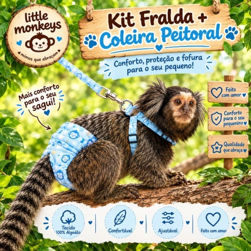 Calça plástica + peitoral para sagui macho(SEU PEDIDO SÓ SERÁ FEITO APÓS ENVIAR A FOTO DO SAGUI PELO CHAT DA LOJA)