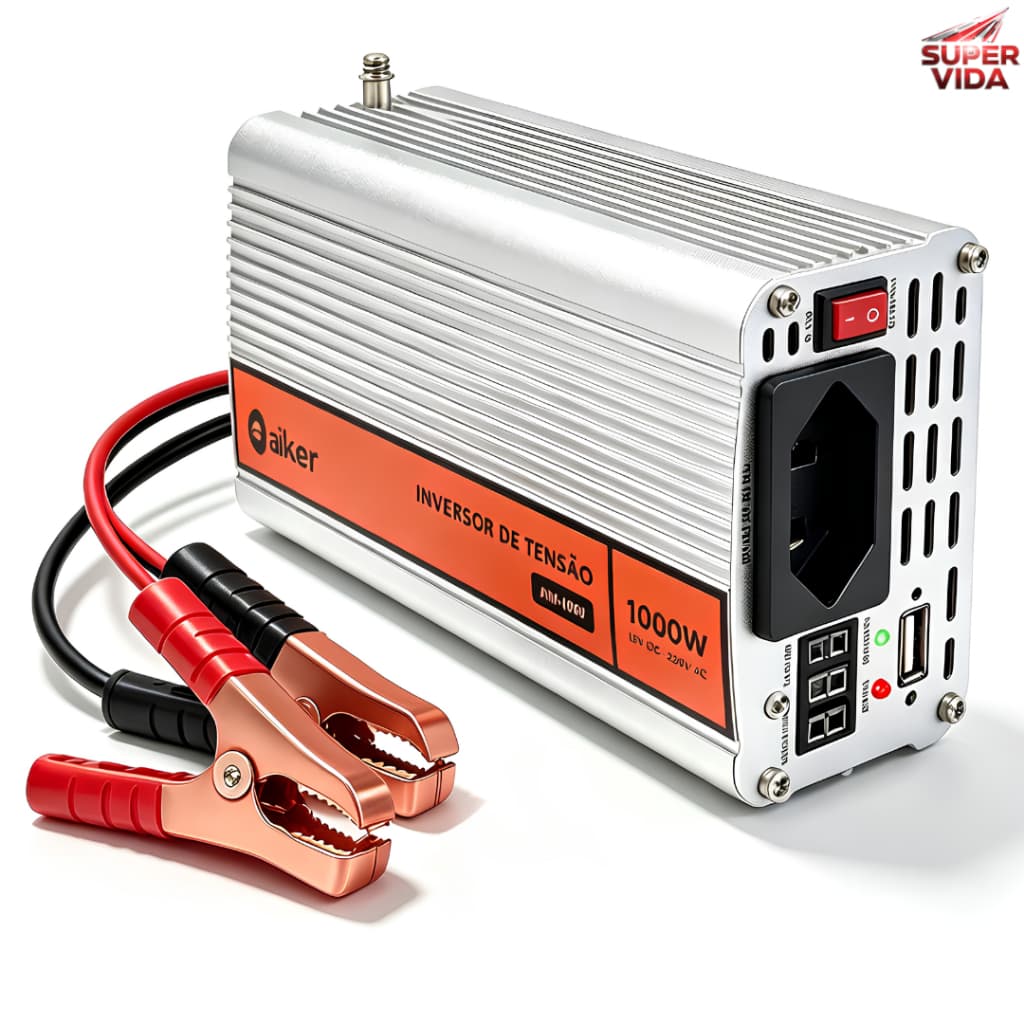 Inversor de Tensão para carro de 500/800/1000W, 110 V ou 220 V - Ideal para viagens e acampamentos.