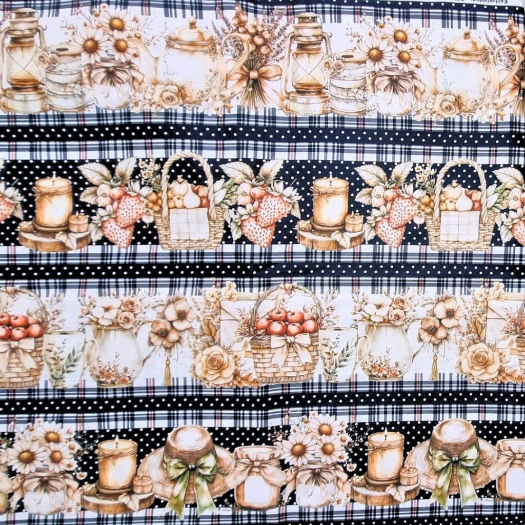 Tecido Patchwork Digital (60 cm) Barrado Encantos do Campo RV40/123
