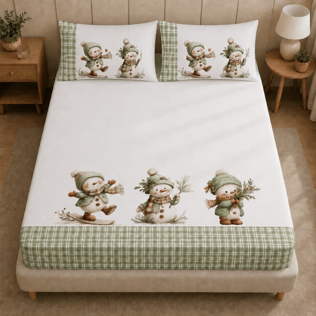 Jogo de Lençol Queen 400 Fios Premium (Jogo de Cama Natalino, Enxoval Casal, Roupa de Cama)