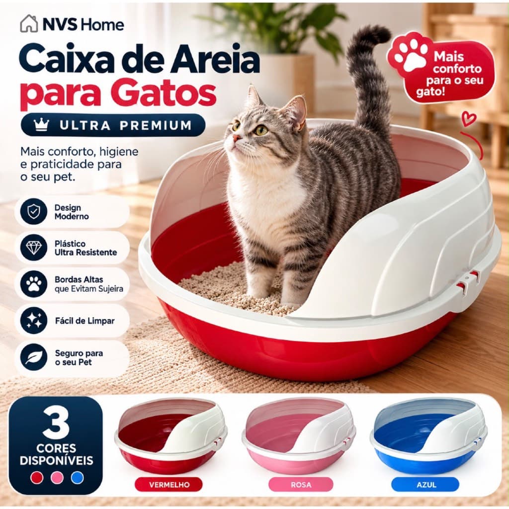 Caixa De Areia Para Gatos Furba Bandeja Sanitária Top