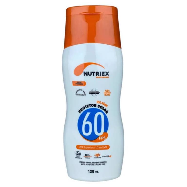 Protetor Solar FPS 60 UVA Superior a 1/3 de UVB 1 Unidade de 120mL Nutriex Profissional Uva Proteção Solar