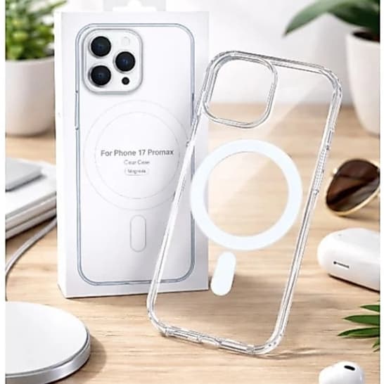 Capa Magnética MagSafe Transparente iPhone 11 12 13 14 15 16 17 18 Linha E Pro Max Air - Carregamento Sem Fio