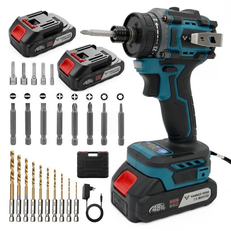 Kit Profissional 85 N.M Parafusadeira Furadeira Elétrica 48V / 2 Baterias com Maleta e Acessórios Completo