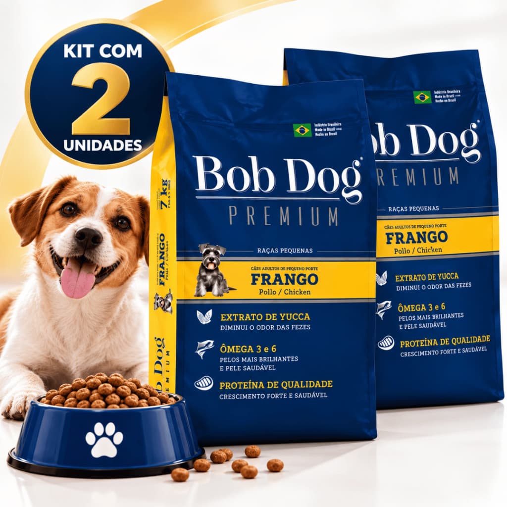 Kit Ração Bob Dog Premium Raça Pequena Cachorro Sabor Frango 15kg 7kg Cães Adultos Oferta Promoção!!