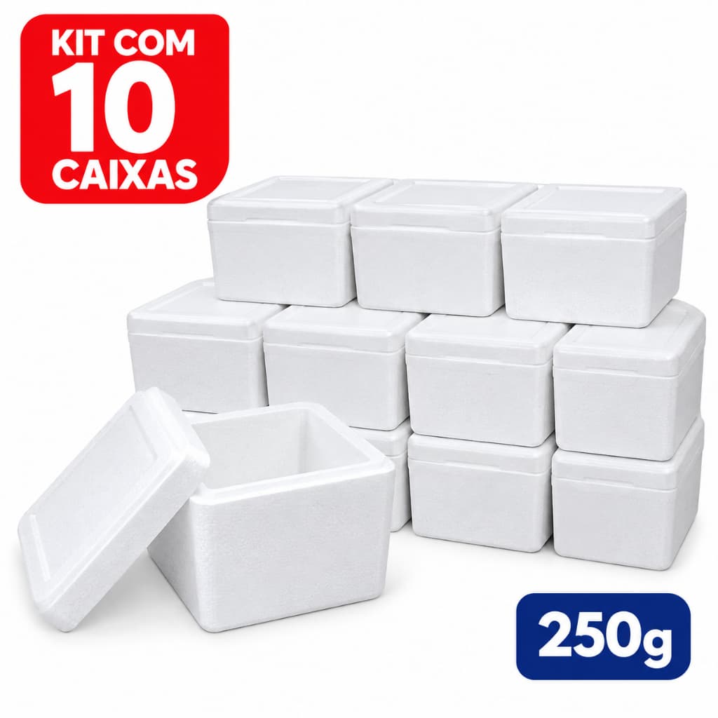 Kit com 10 Caixas Isopor 250g Transporte Vacina Insulina