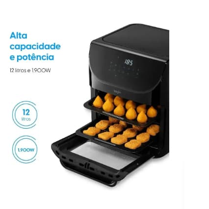 Airfryer Forno 4 em 1 Elgin Oven Fry - 12L- 1800W Display Digital Original - Fritadeira