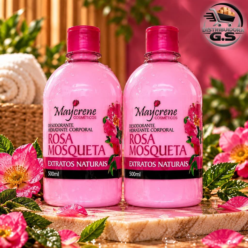 Kit 2 Desodorante Rosa Mosqueta Maycrene Hidratante Corporal Cheiroso Loção Dia a Dia