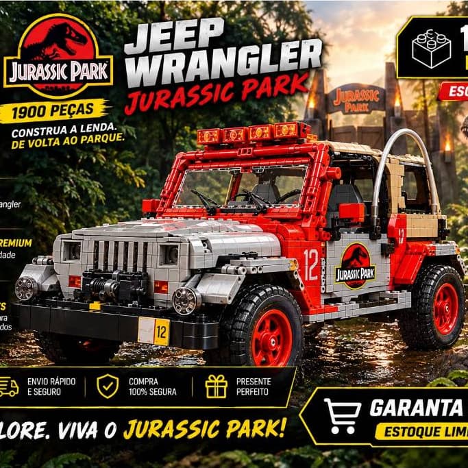 Blocos de Montar Lego Jeep Wrangler Jurrasic Park 1900Peças  C/ Manual de Montagem  **SEM CAIXA(BOX)**