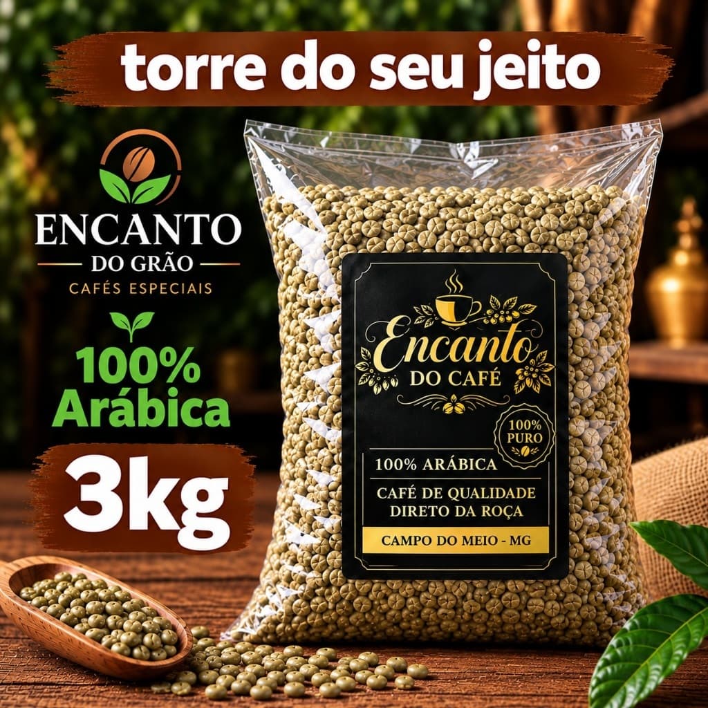 3Kg de cafe em grãos cru 100% arabico para fazer da sua maneira