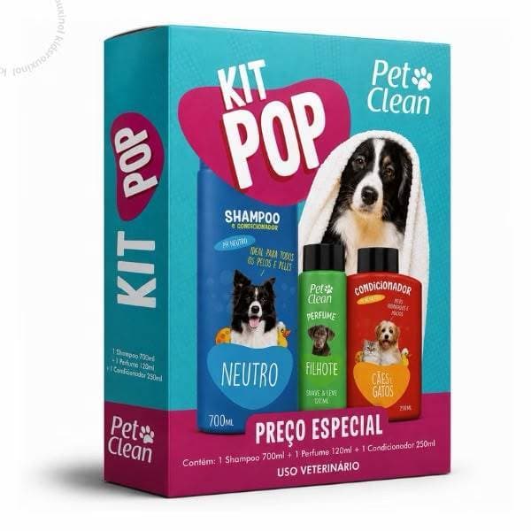 Kit Banho para Cachorro Shampoo, Perfume e Condicionador Pet Clean para Cães