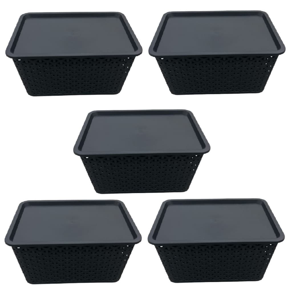 kit 5 Cesto Organizador Multiuso Banheiro Cozinha 6 Litros Preto