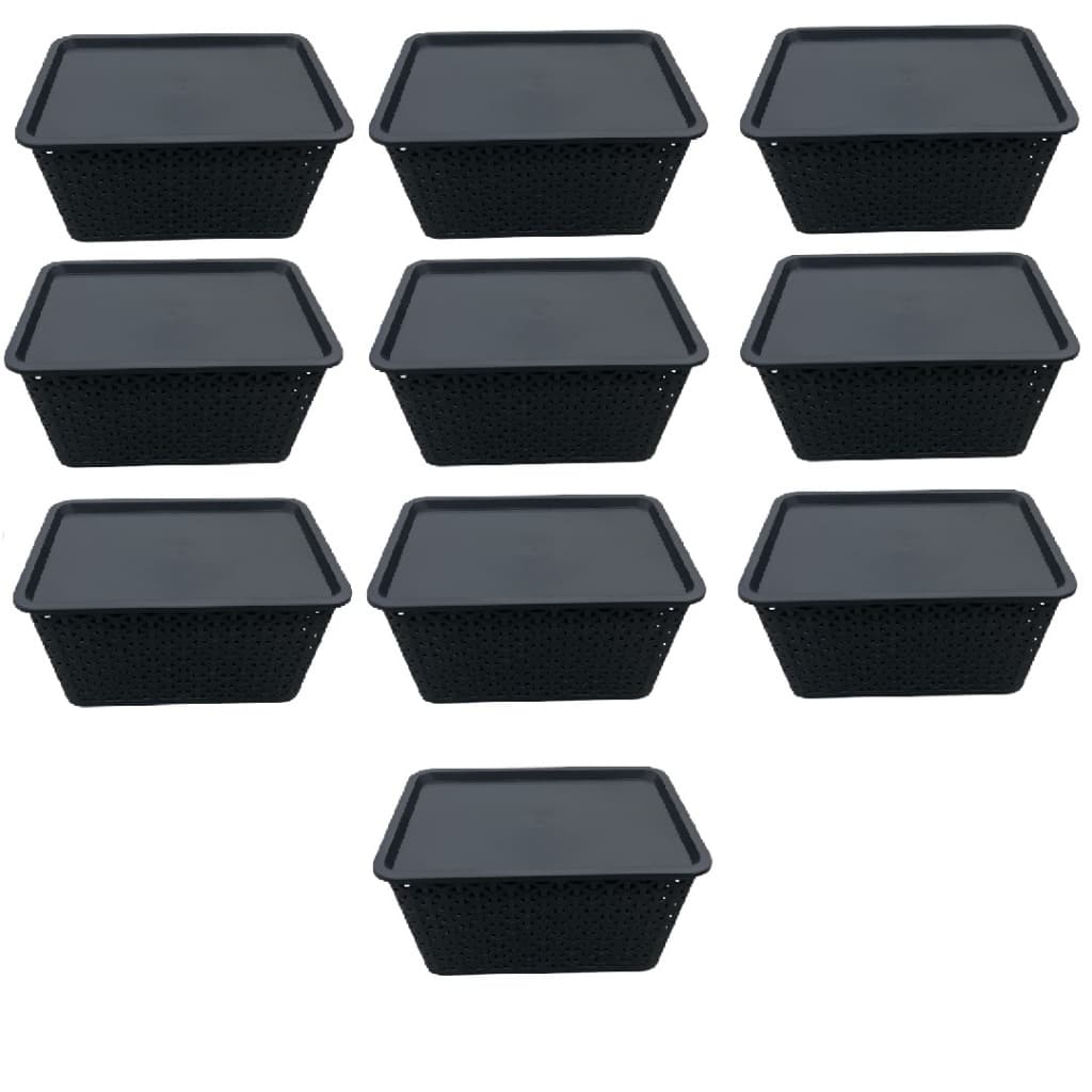 Kit 10 Cesto Organizador Multiuso Banheiro Cozinha 6 Litros Preto