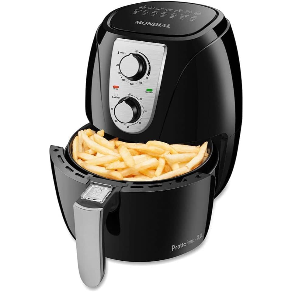 Fritadeira Elétrica Sem Óleo Mondial Af-34 3.2l Preta Cor Preto 127v