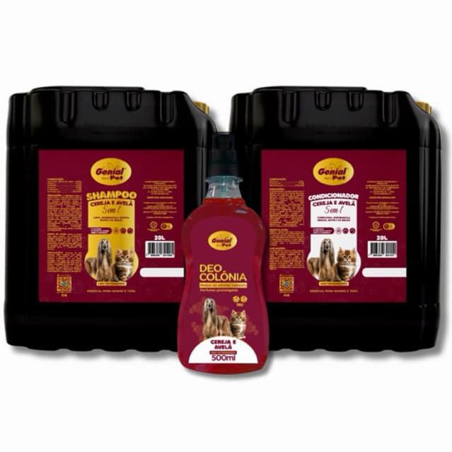Shampoo OU Condicionador Profissional 20L com Colônia Cereja & Avelã para Cães e Gatos - Banho e Tosa
