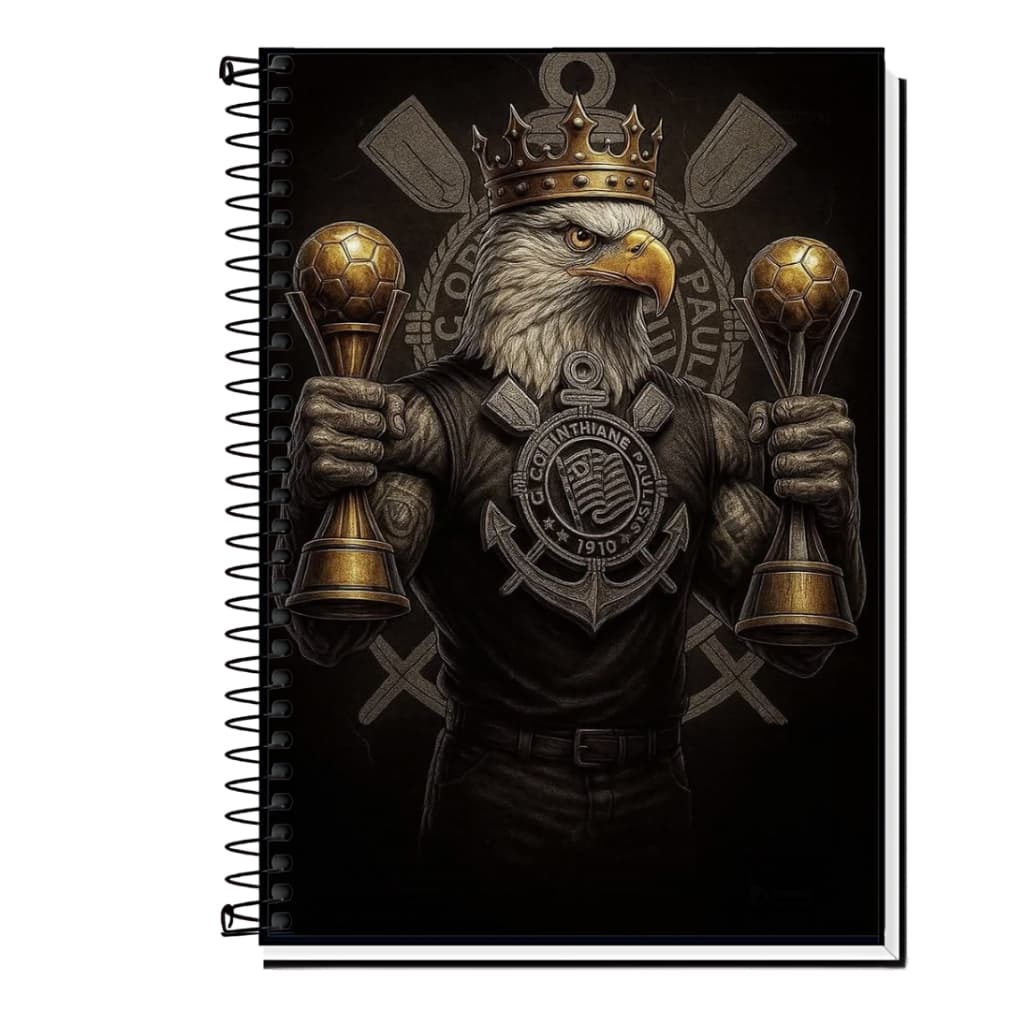 Caderno Corinthans Capa Dura e Espiral 1 10 15 e 20 Matérias Escolar Universitário Gamer Resistente