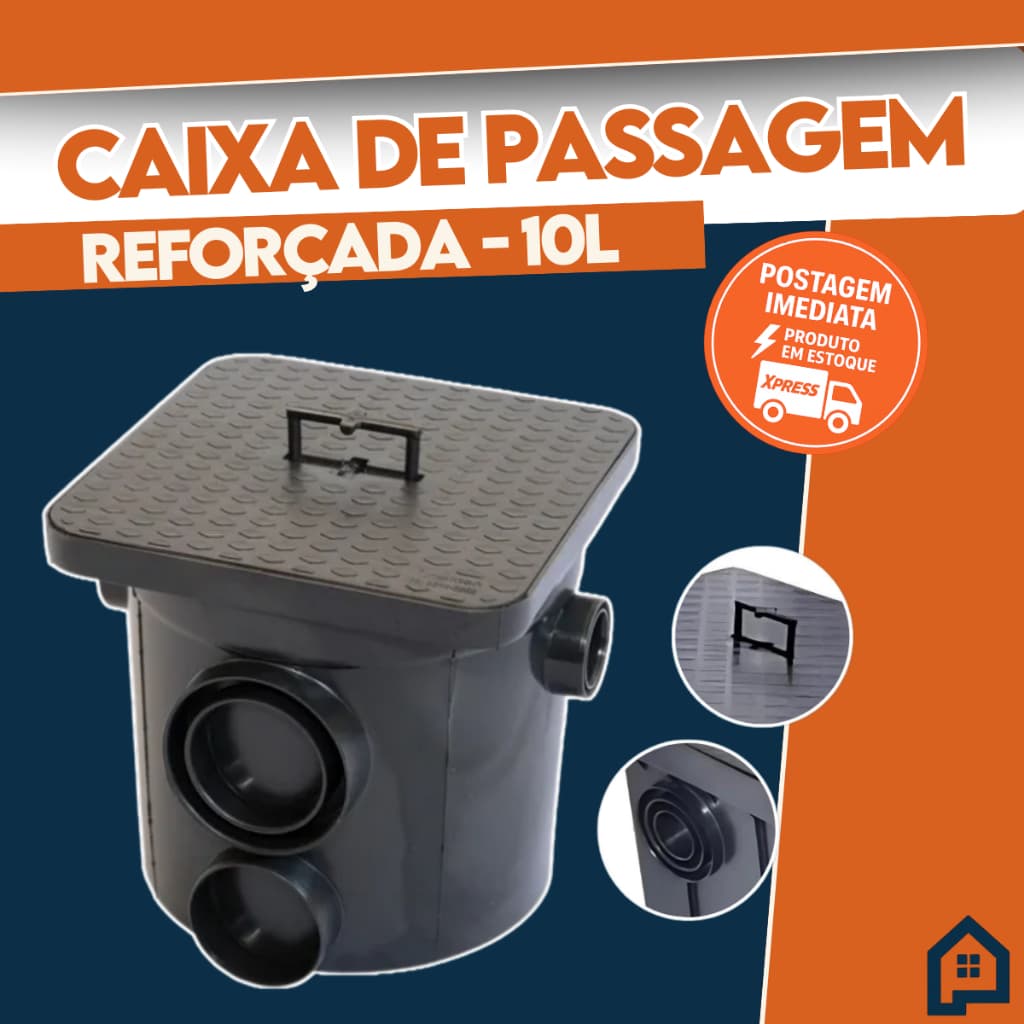 Caixa De Passagem Inspeção De Esgoto Preta 10 Litros Mallton Profissional