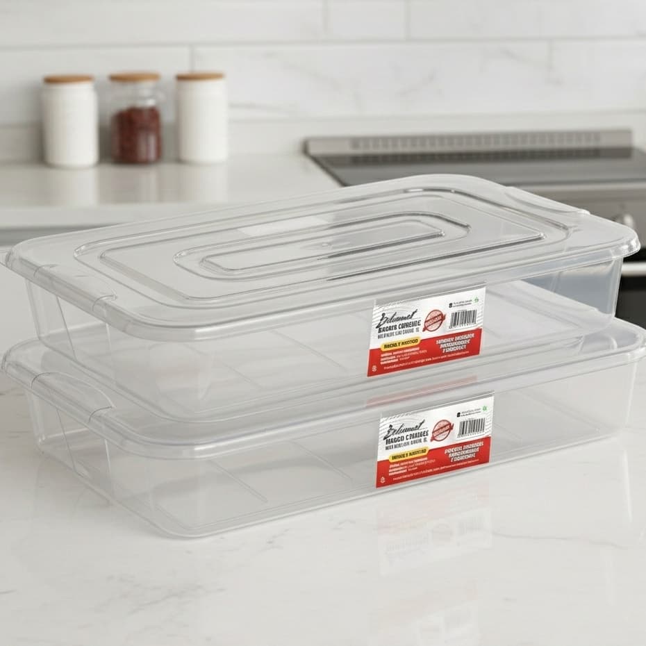 Kit 2 Bandejas Multiuso 7L com Tampa Transparente para Geladeira, Freezer e Organização