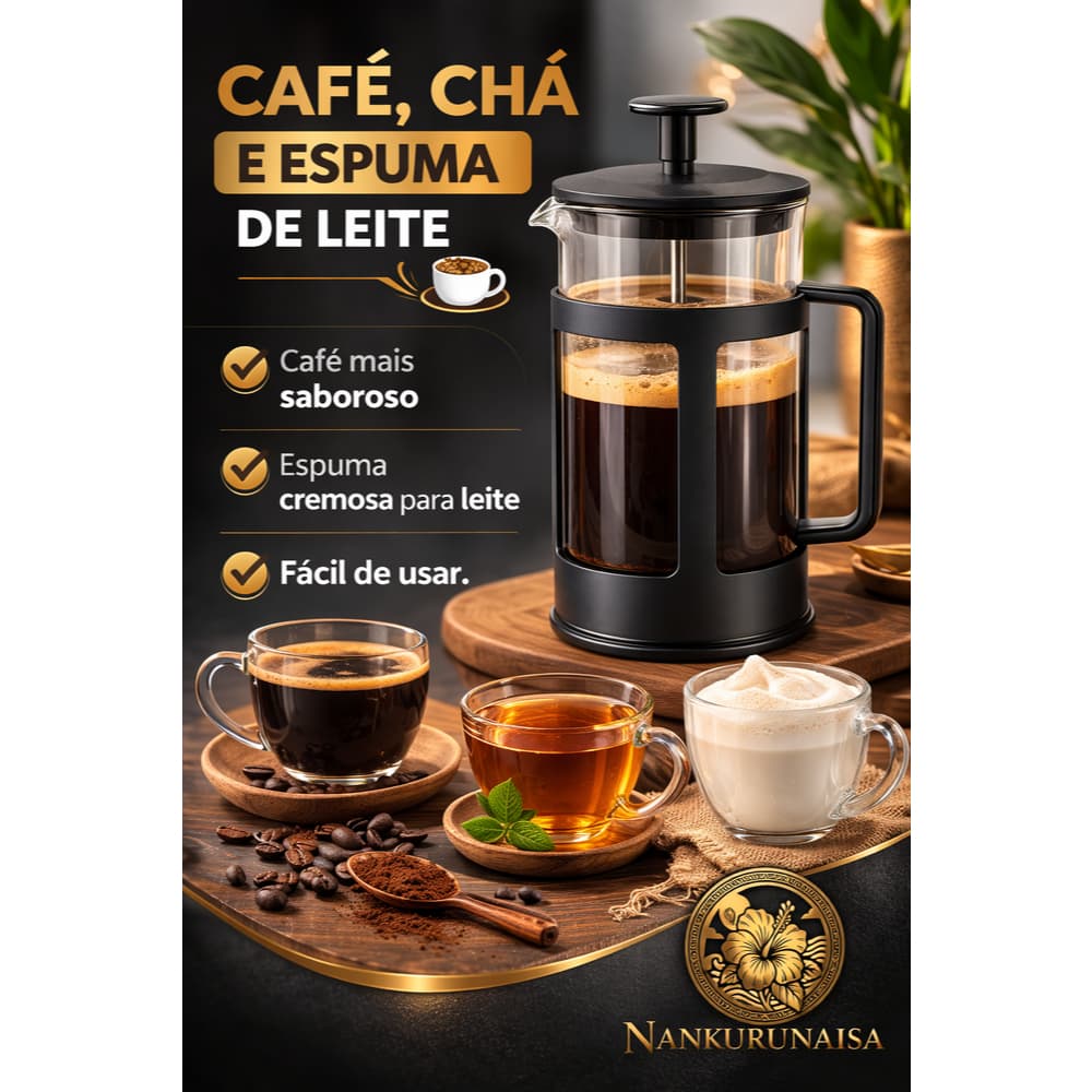 Cafeteira francesa prática café chá cremeira vidro 300 ML expresso leite cremoso vidro resistente