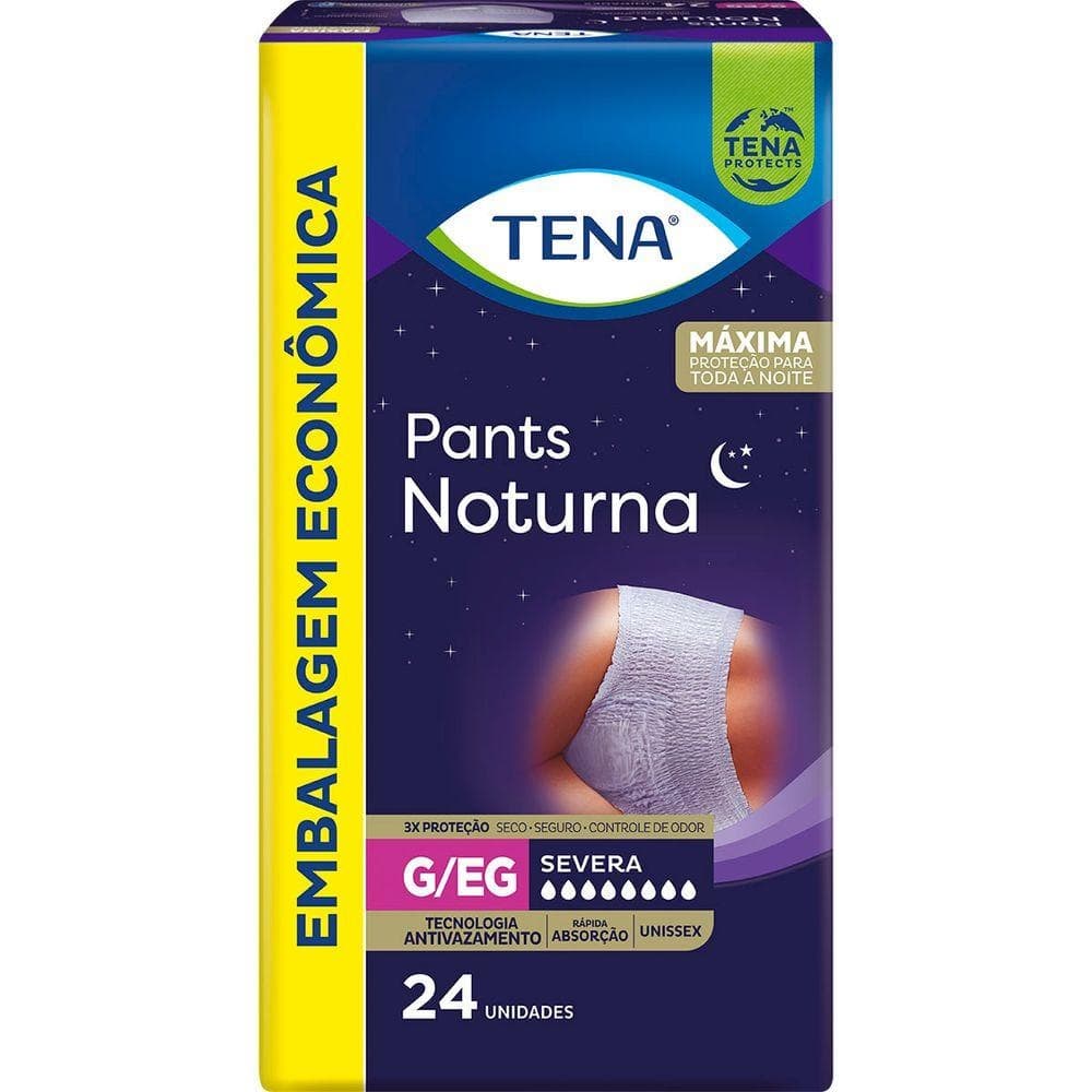Fralda Geriátrica Tena Pants Noturna G/EG - 24 Unidades | Roupa Íntima Descartável Absorção Máxima