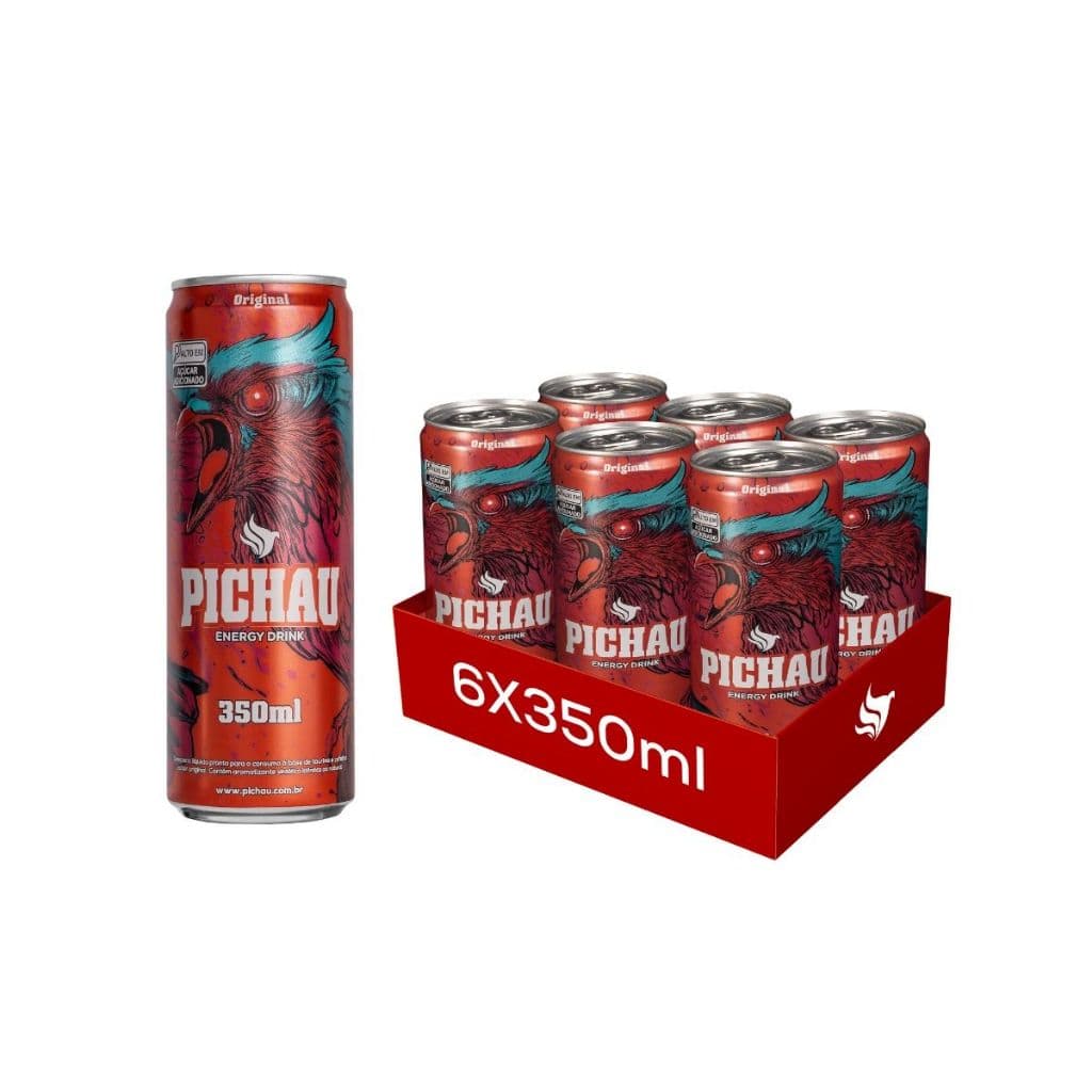 Energético Pichau Original, 350ml, Com Açúcar Kit com 6 Un