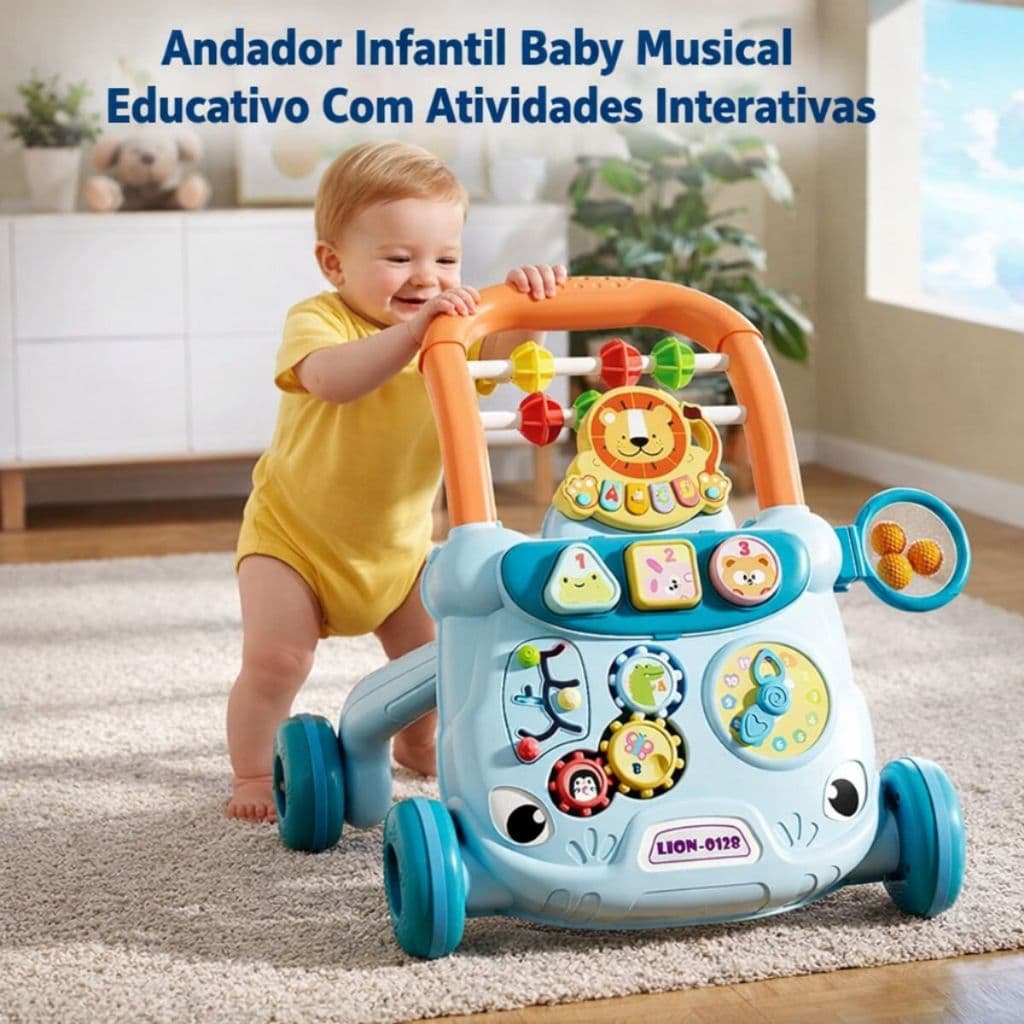 Andador Empurrador Infantil Baby Bebê Musical Educativo Com Atividades Interativas