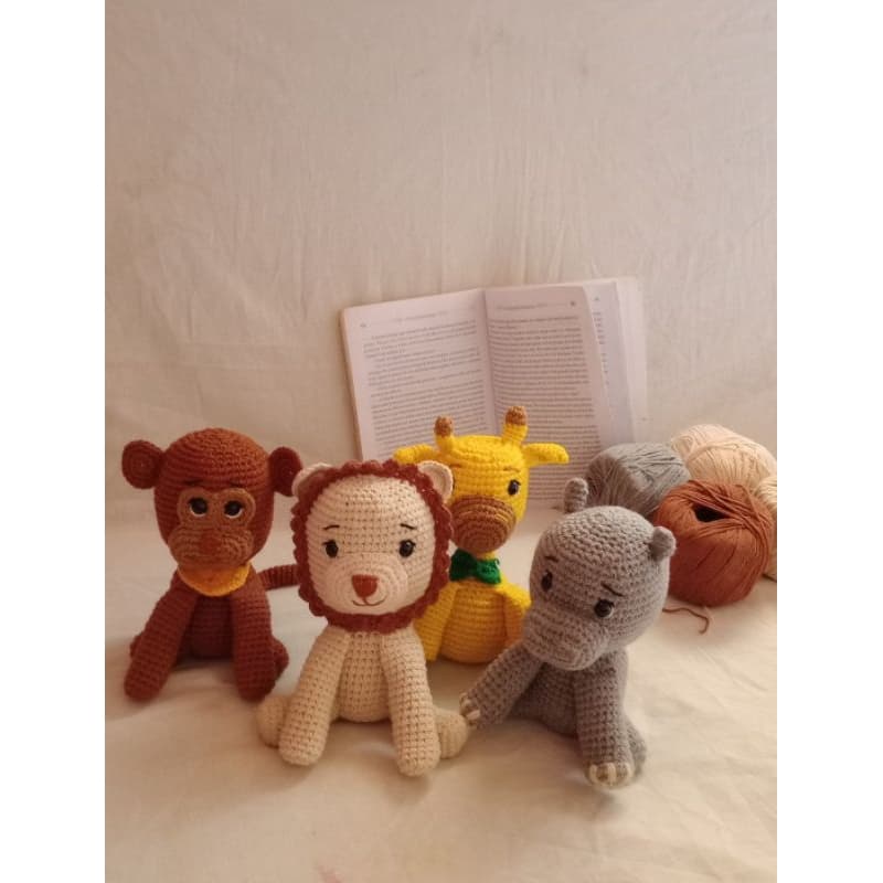 kit 4 amigurumi safari de crochê