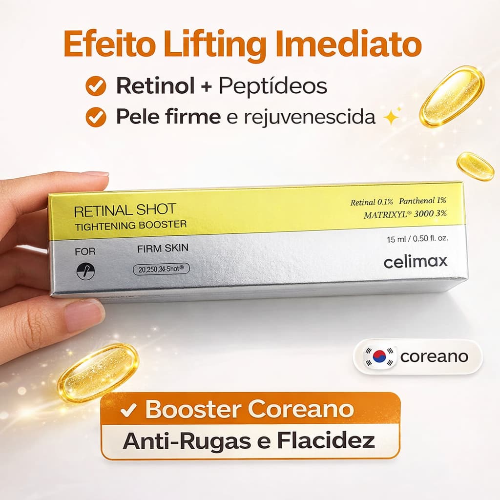 Sérum Retinal 0,1% Celimax Original – Anti-Idade Poderoso | Rugas, Linhas, Poros e Firmeza | 15ml