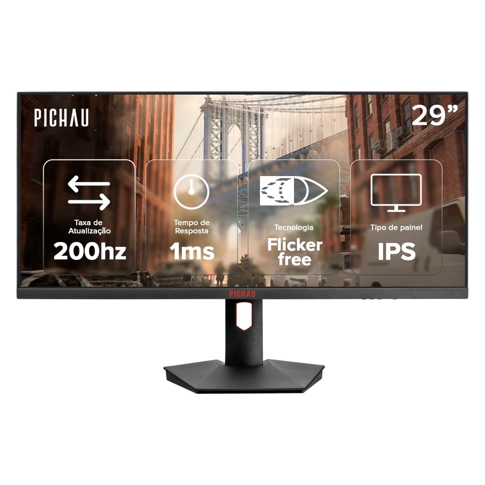 Monitor Gamer Pichau Nexus Wide 29 Pro, 29Pol, IPS, Ultrawide, WFHD, 1ms, 200Hz, HDMI/DP, PG-NXSW29PRO-BL01