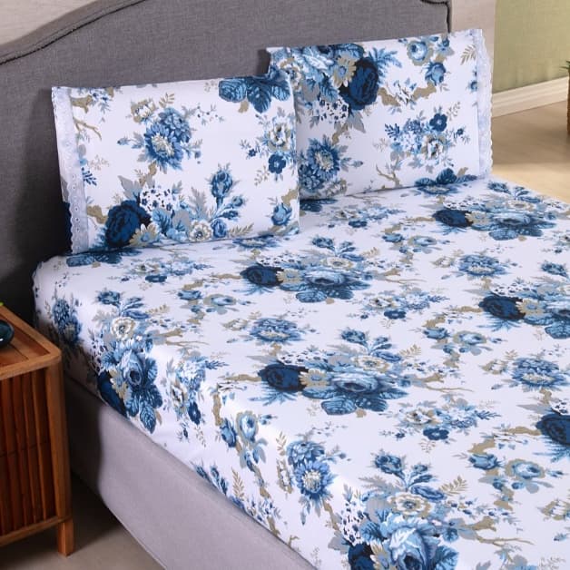 Jogo de Cama Casal Padrão 3 Peças Com Elástico Estampado