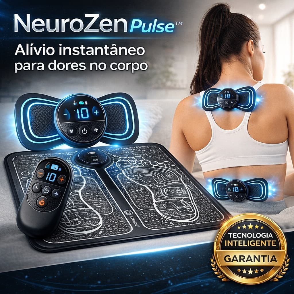 NeuroZen Pulse™ Massageador Elétrico Portátil EMS Profissional | Alívio de Dores Musculares, Relaxamento Profundo, Corpo