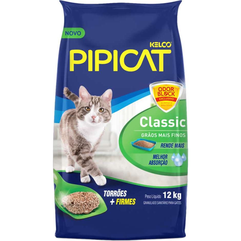 Areia Sanitária Para Gato Pipicat Classic 12 Kg -  Entrega direta 1 pacote por pedido