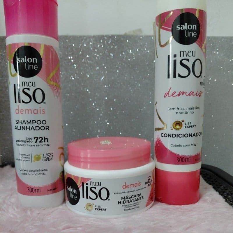 kit Shampoo Condicionador e máscara hidratante capilar salon line meu liso demais