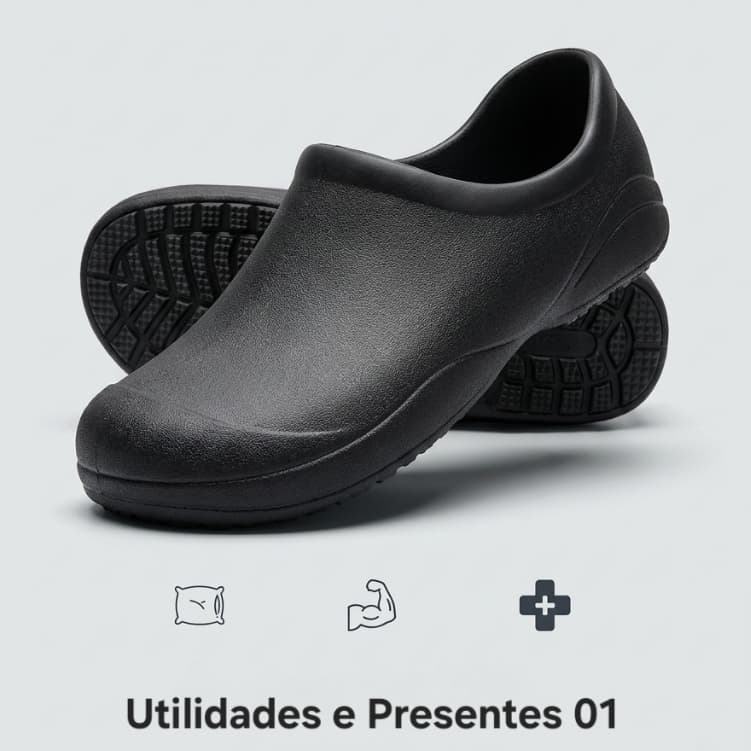 Sapato Profissional Fechado Antiderrapante Hospitalar Cozinheiro Enfermeira Babuche Confortável Leve e Macio