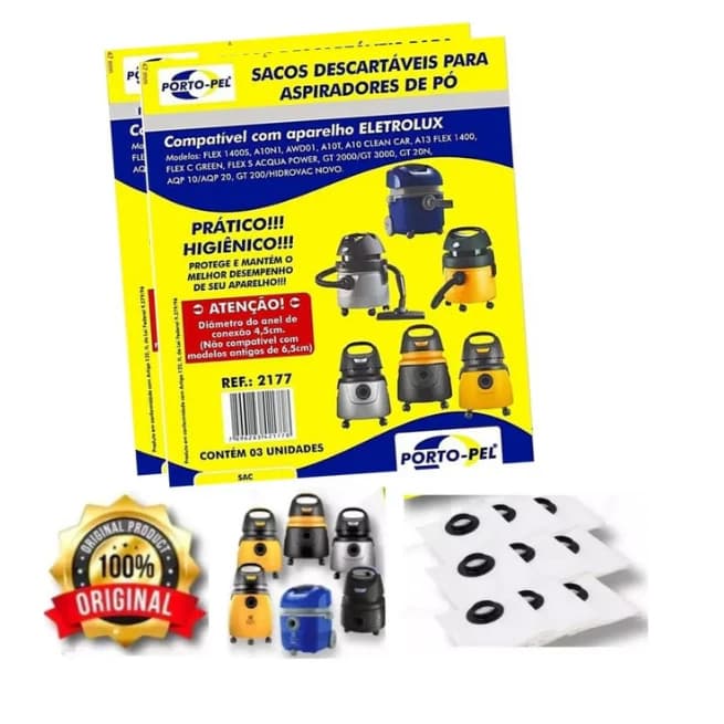 6 Sacos de Aspirador Electrolux FLEX | A10 | A13 | AWD01 | AQP | GT 20N/30N/200/2000/3000 | e Mais