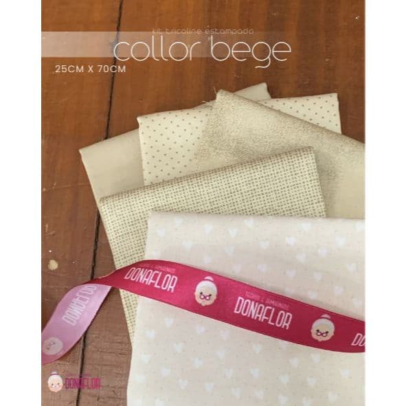 Kit 5Tricolines Collor Bege 25cm X 70cm 100% Algodão -para Panos de Prato, Fraldas  e Patchwork