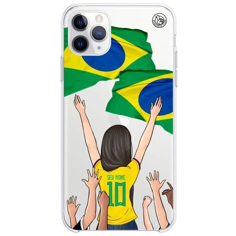 Capinha de Celular Torcedora do Brasil Cabelo longo - Diversos Celulares