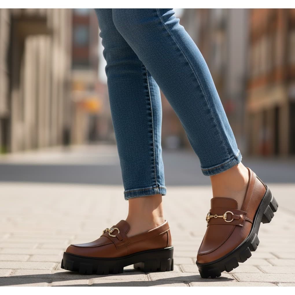 Calçado Feminino Mocassim Tratorado Casual Passeio Laser Trabalho Balada Sola Antiderrapante Confortavel Klon