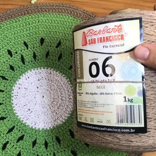 Barbante Colorido N°06 Cone De 1kg,Cor Bege, Linha de Crochê, Tapetes para Artesanato.