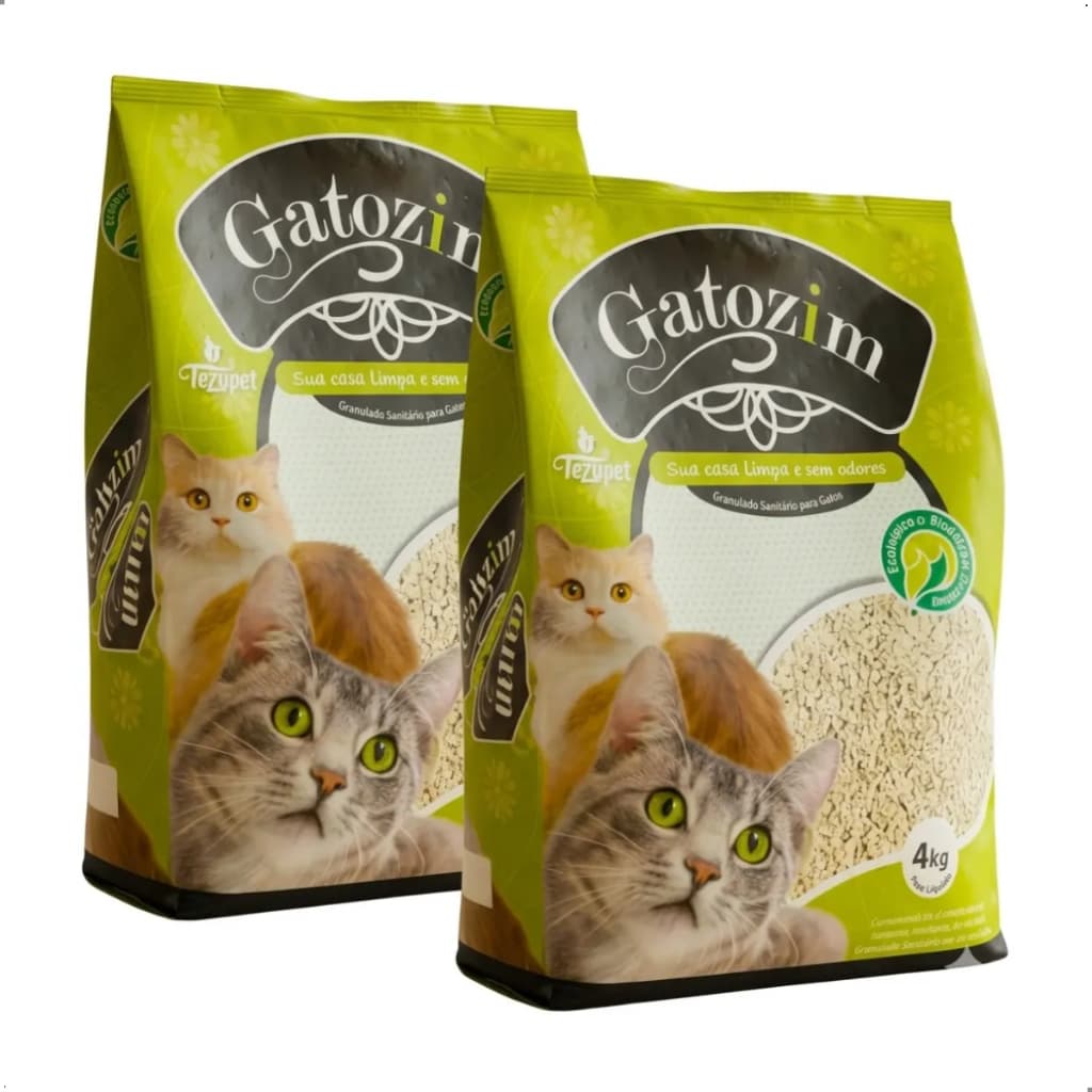 Kit 2 Areia Sanitária Para Gato - Gatozim 4kg - 100% Natural