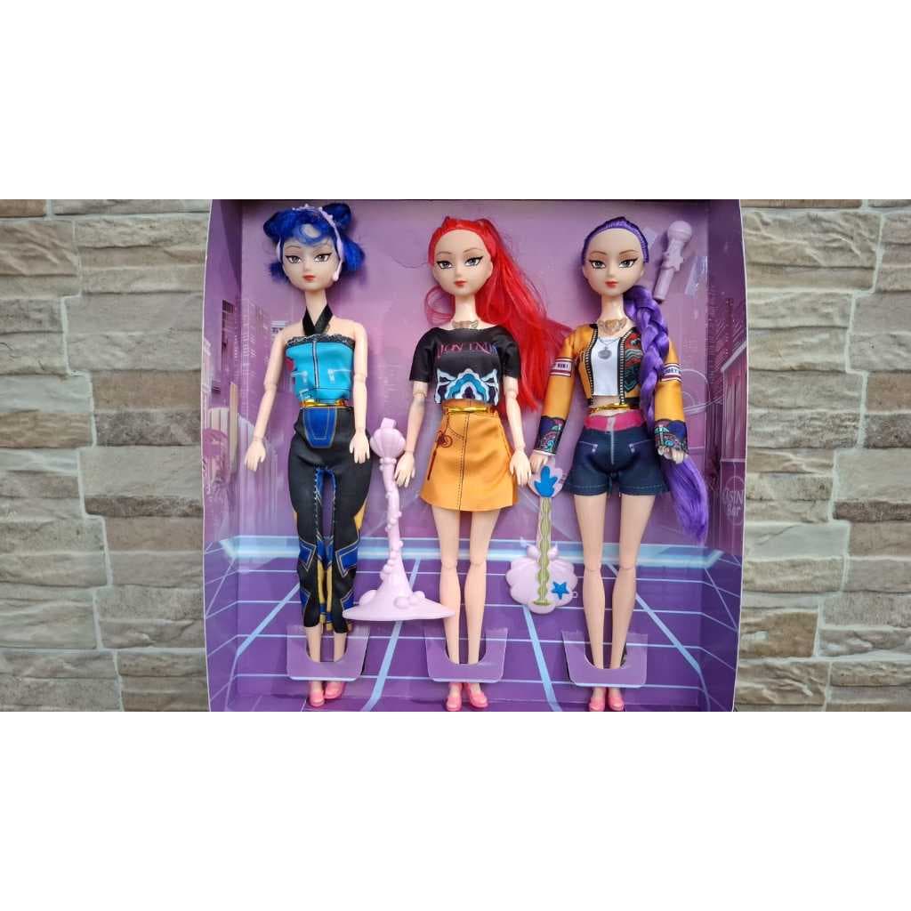 Kit 3 Bonecas KPop meninas brinquedo presente  articulada Musical com instrumentos envio no mesmo dia