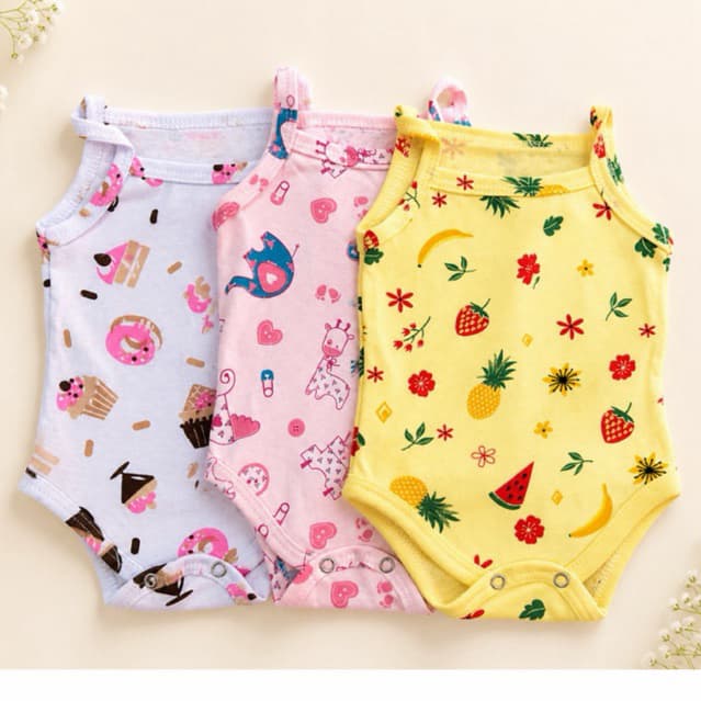 Kit 3 Body Bebê Menina Alcinha 100% Algodão Roupa de Bebê Conjunto Borys Bebê Borie Regatinha Blusa bebê 1 a 12 meses