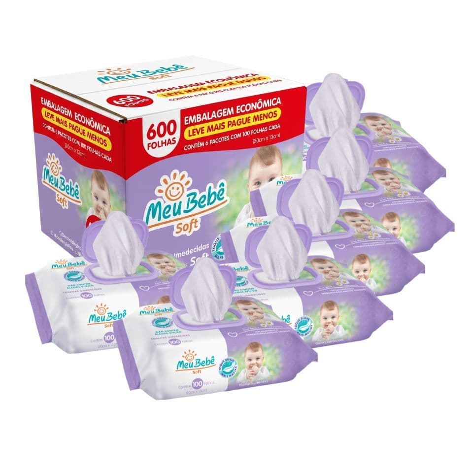 Toalha Umedecida Meu Bebê Soft 600 Folhas (6undX100fls)