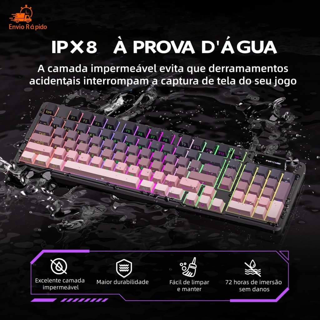 Teclado Semi Mecânico RGB Resistente Com Teclas Macias Ideal para Trabalho e Games Diários