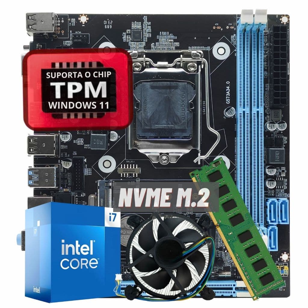 Kit I7 4790 Gamer Memória 8gb 16gb Ram Rede Gigalan Usb 3.0 Upgrade Placa Mãe H81 NVME M2 e Cooler