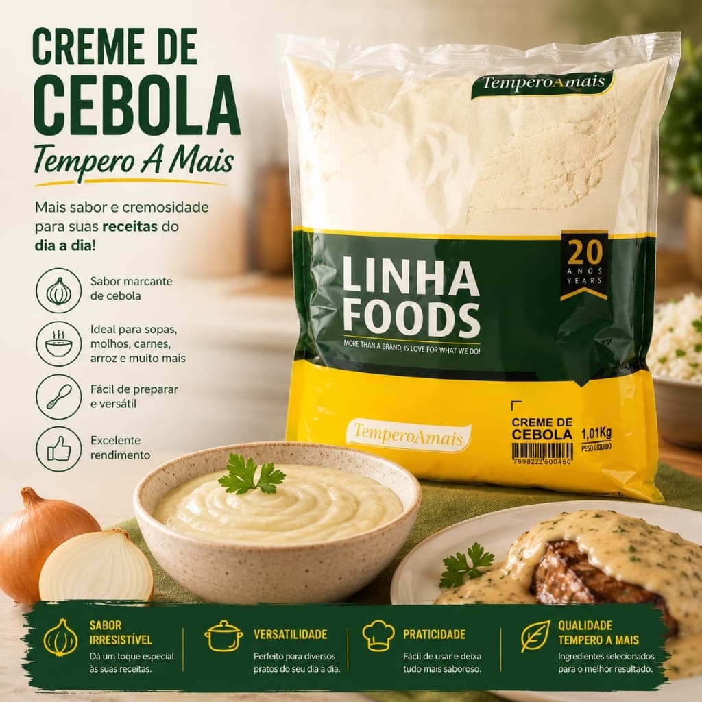 Creme de Cebola em Pó 1kg Cozinha Condimento Tempero A mais Pacote Econômico