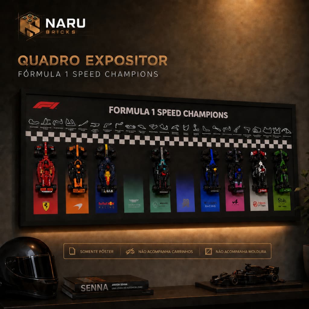Pôster Coleção Speed Champions 50x130 cm para Blocos de Montar | Arte Expositora Premium